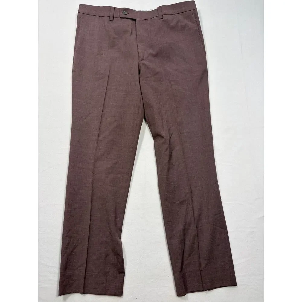 Saks Fifth Avenue Koby Pants Mens 34x32 Mauve Wool Blend Dress Pants Made Canada